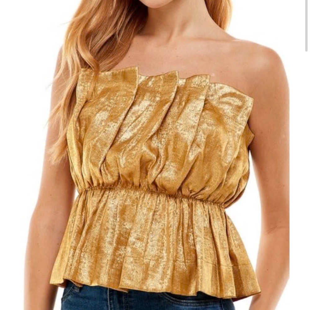 Gold Strapless Women's Top